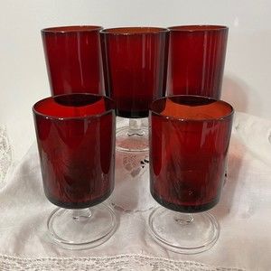 MCM Luminarc Verrerie D'Arques Cavalier Ruby Red Cordial Glasses Set of 5